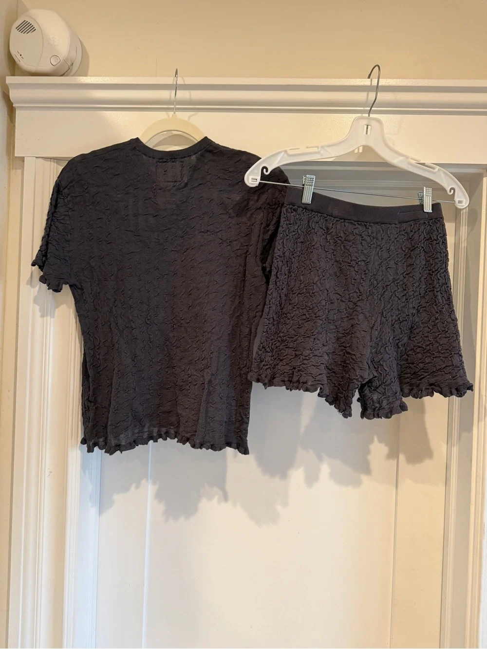Zara Girls Charcoal Textured Lightweight Casual Short Set